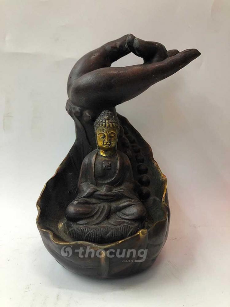 Lư Xông Trầm Bàn Tay Phật Thác Khói | Cao 18cm